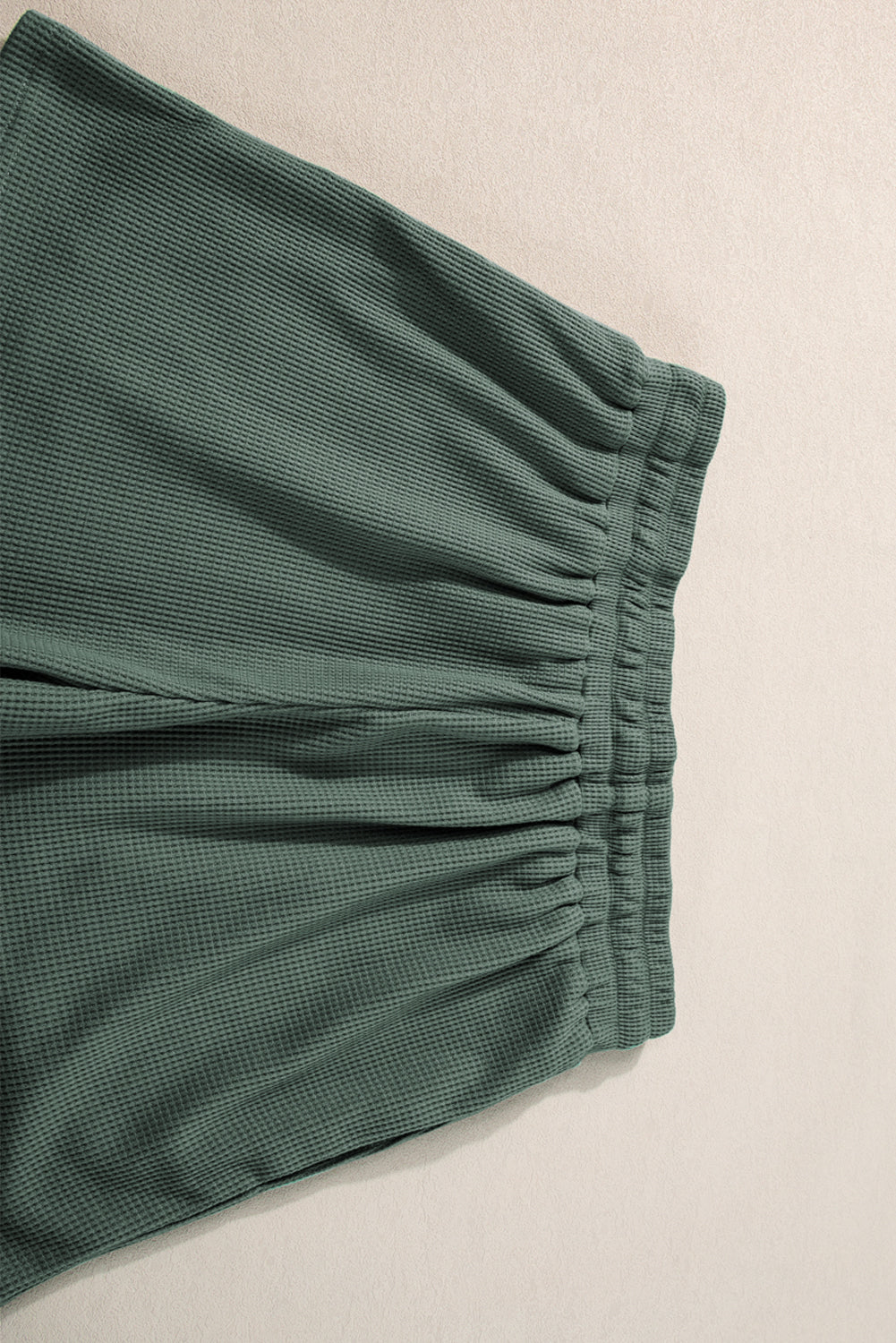 Mist Green Waffle Knit Tank Top & Shorts Set