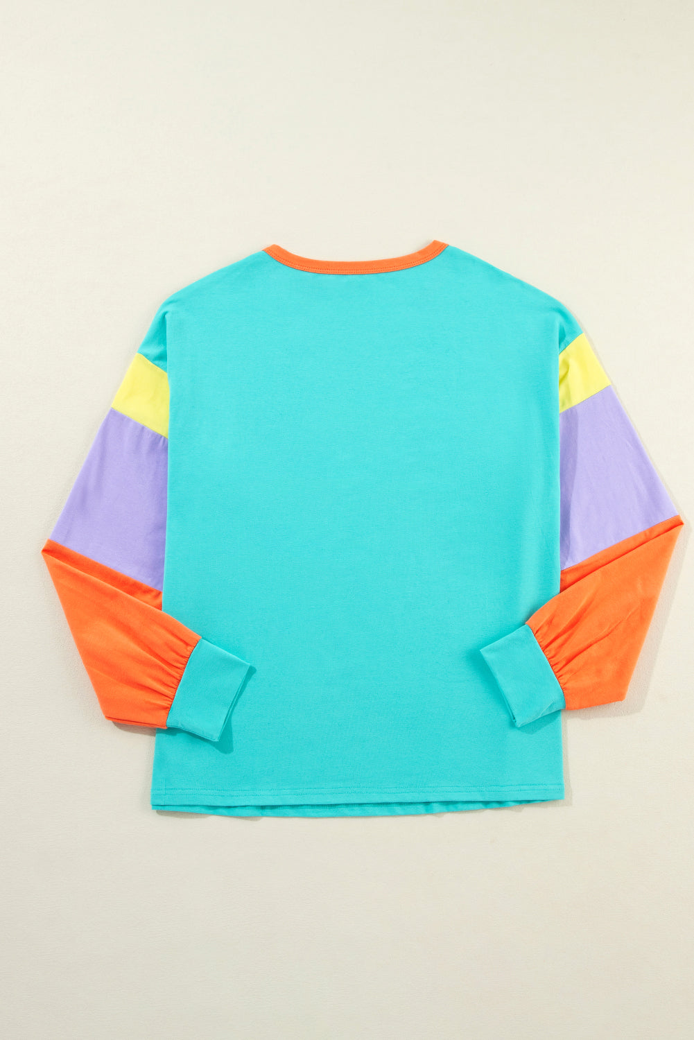 Dark Blue Color Block Sleeve Loose Fit Top