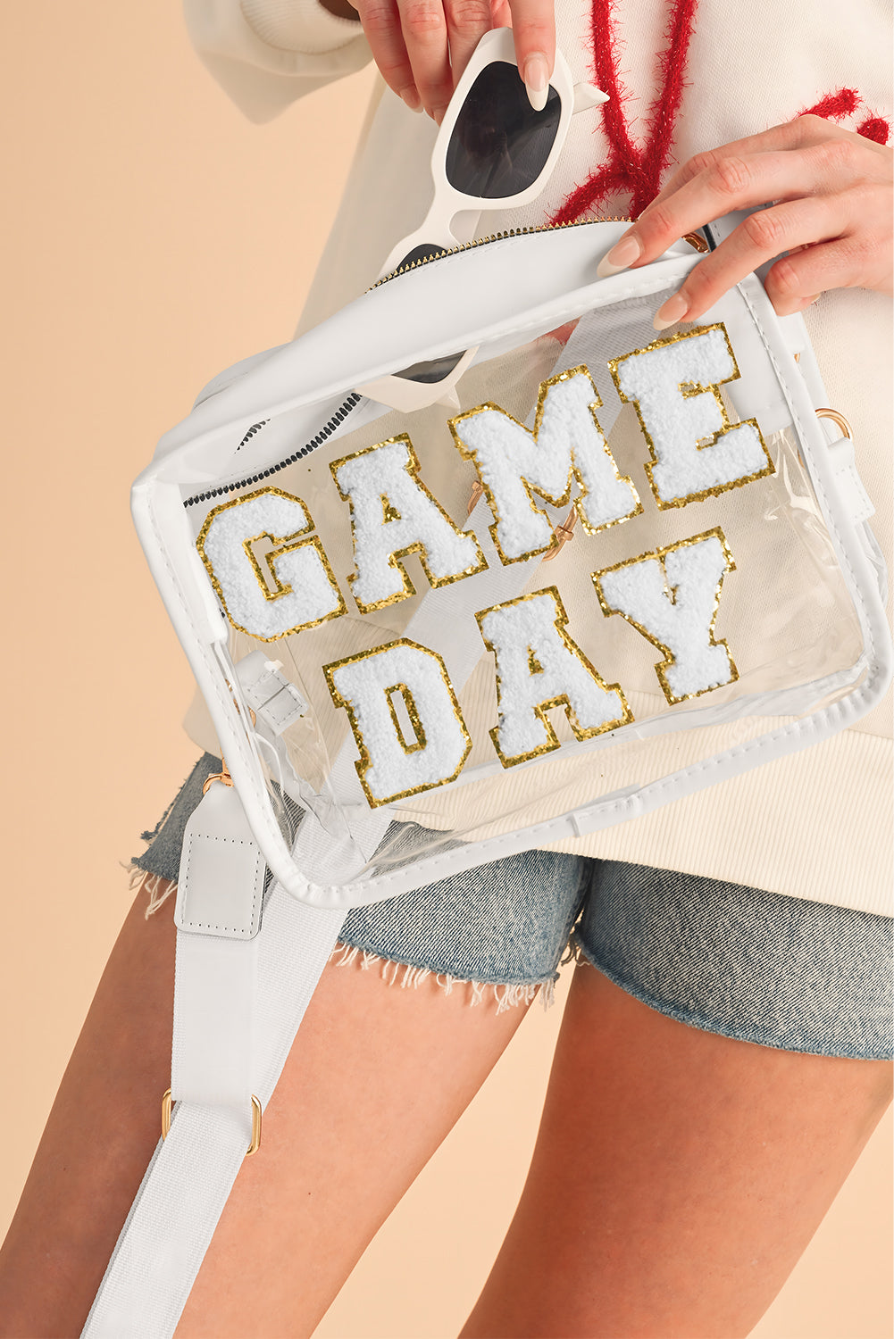 Black Chenille GAME DAY Pattern Clear Bag