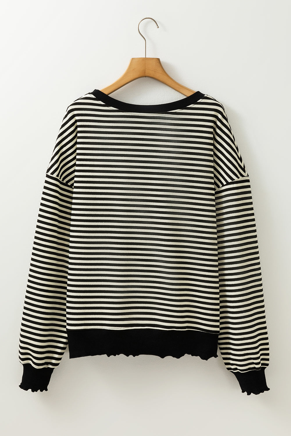 Pink Stripe Drop Shoulder Long Sleeve Top