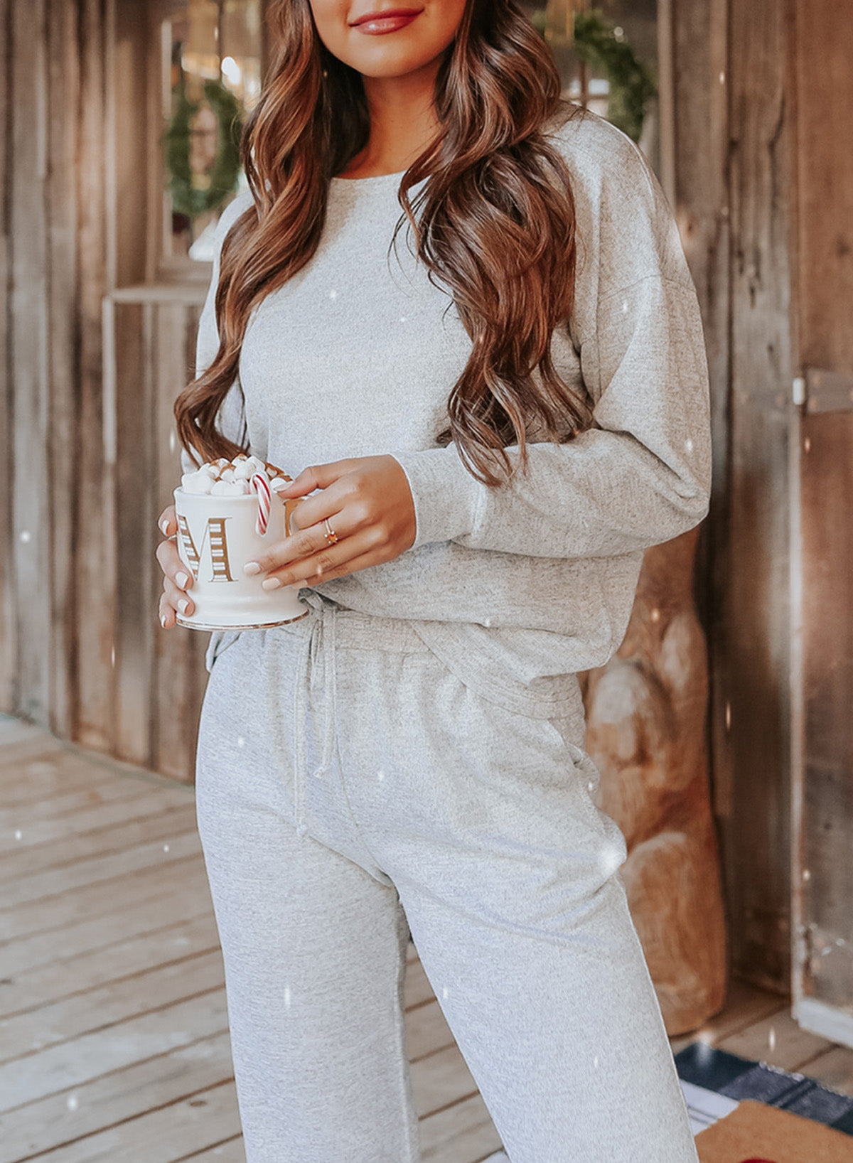 Spinach Green Long Sleeve Pullover & Jogger Pants Lounge Set