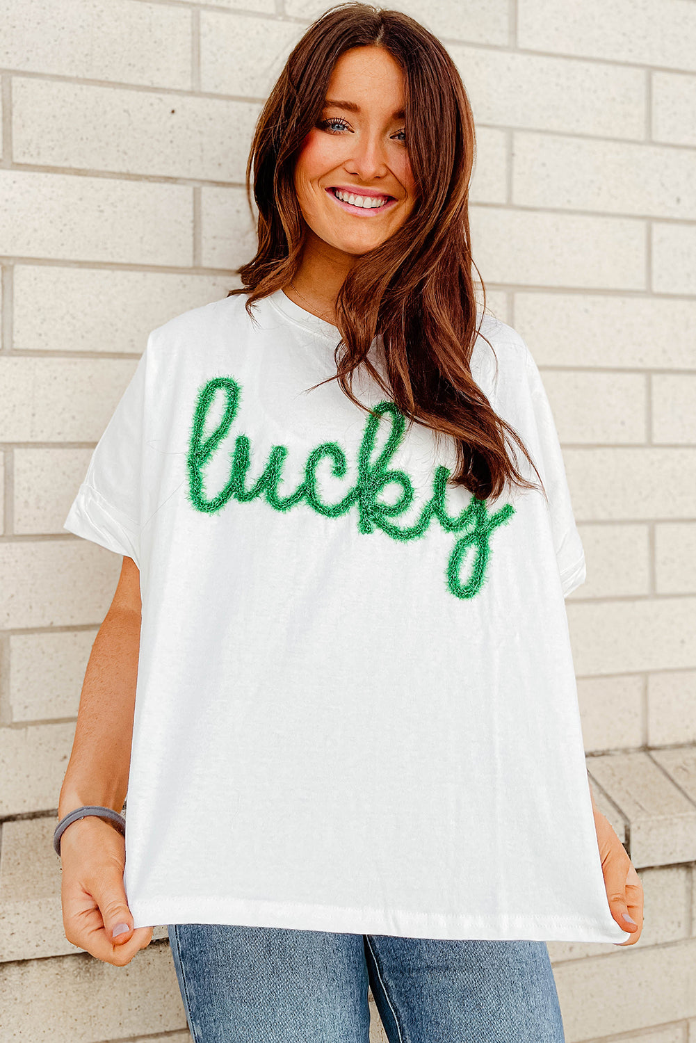 White Tinsel Lucky St Patrick Graphic Tee