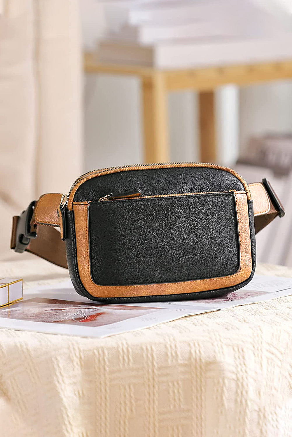 Black Adjustable Strap Mini PU Leather Crossbody Bag