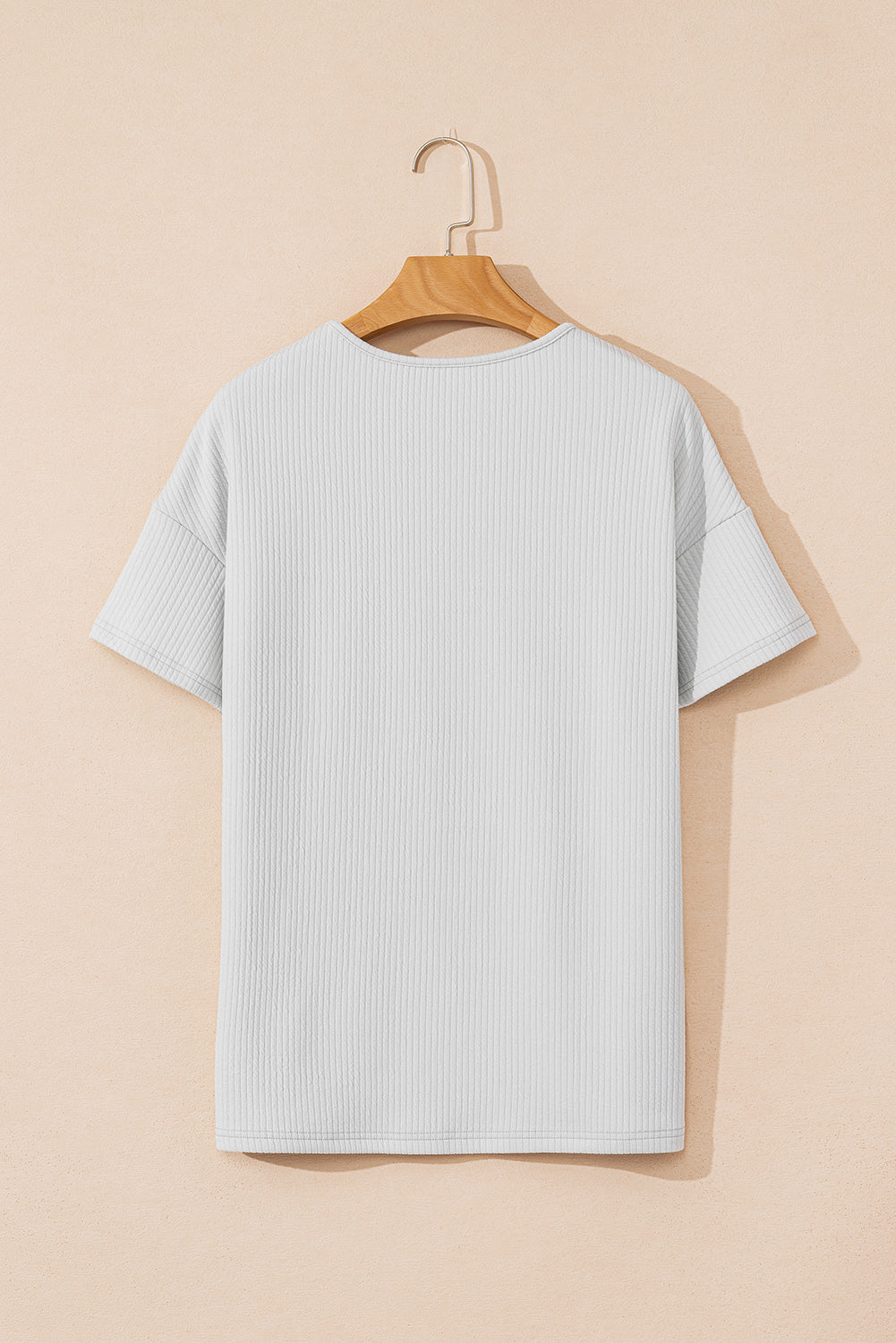 Light Grey Textured Loose Plain T Shirt