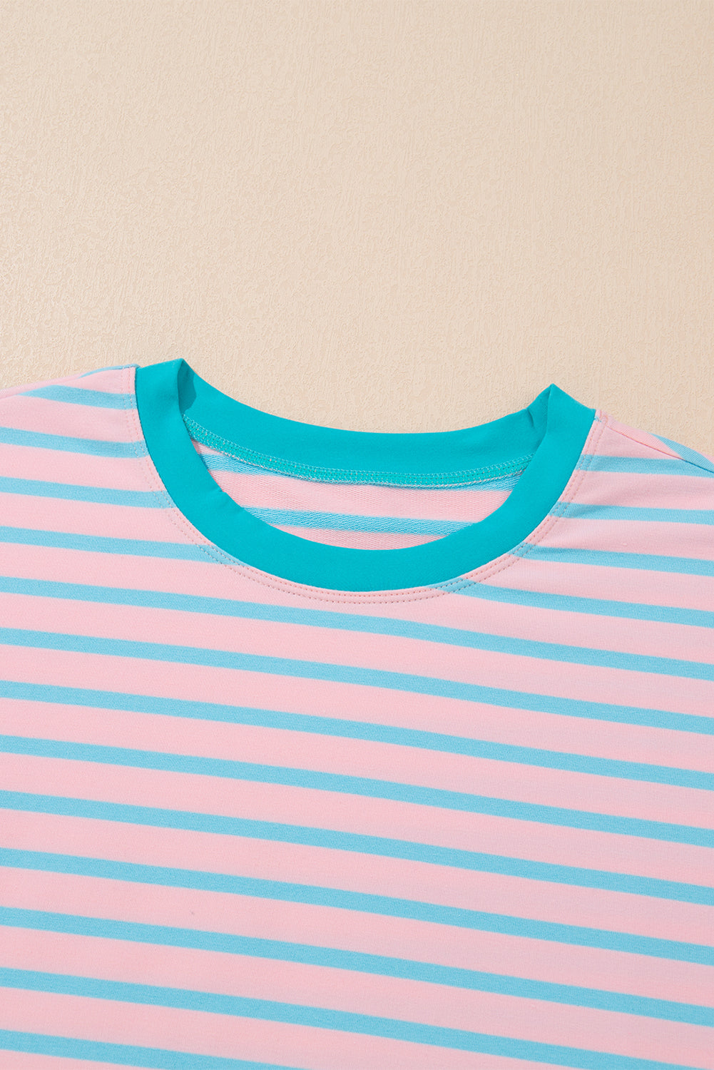 Pink Stripe Colorblock Cap Sleeve Tee & Shorts Set