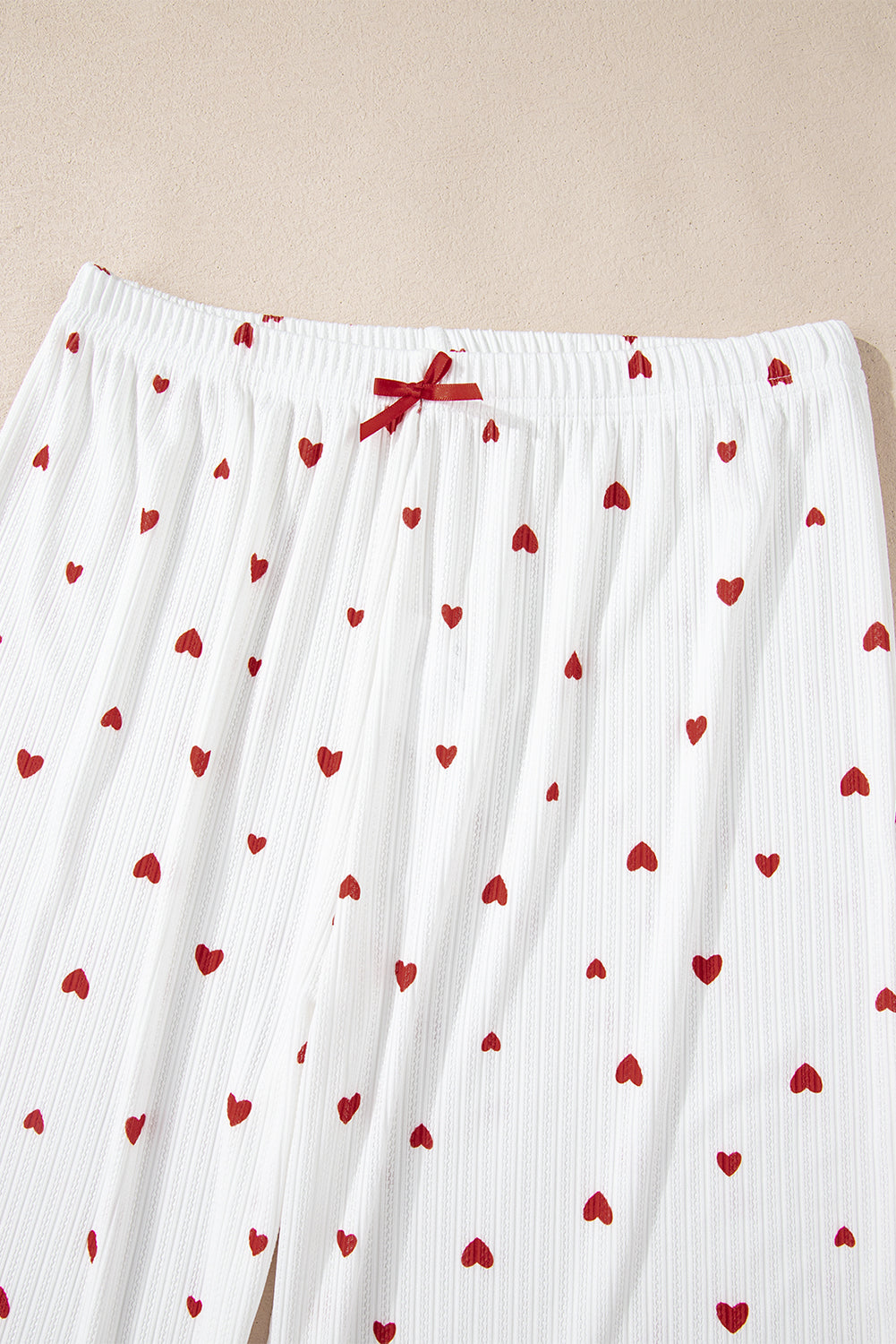 White Valentines Heart Pattern Tee and Pants Pajama Set