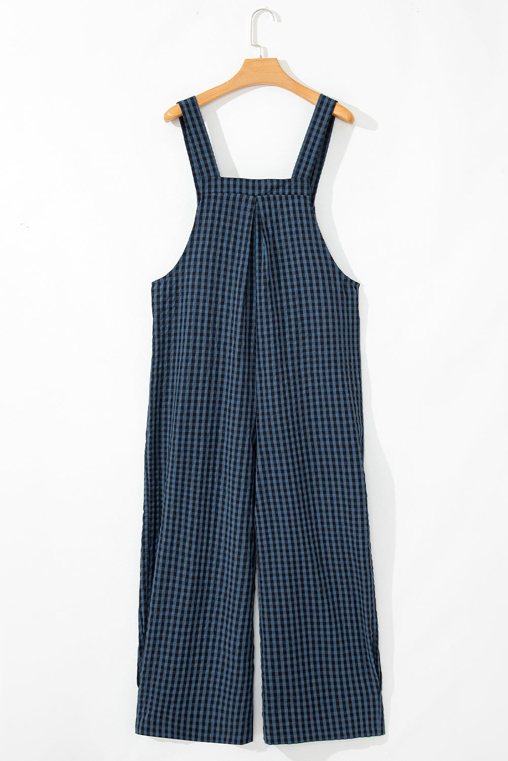 Sail Blue Plaid Print Buttoned Pocket High Waist Overall