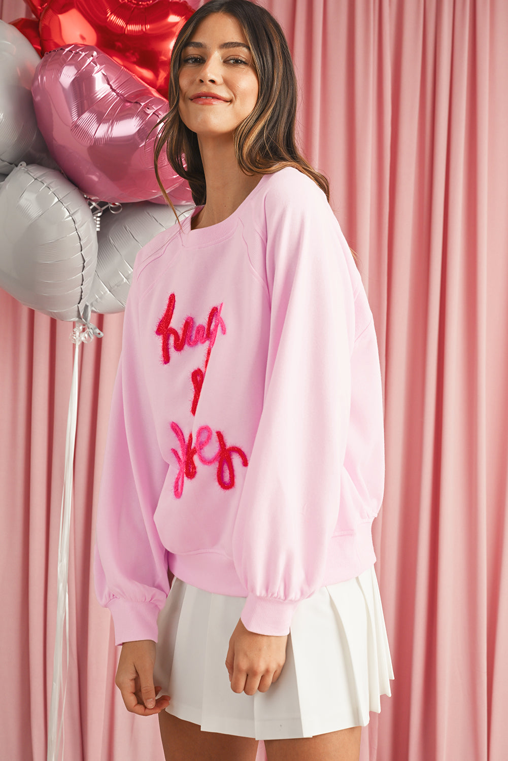 Pink Tinsel Hugs and Kisses Raglan Sleeve Sweatshirt