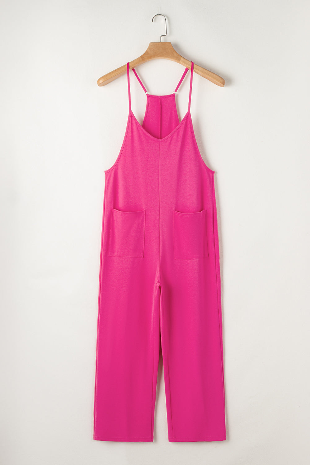 Green Pocketed Adjustable Spaghetti Strap Straight Leg Jumpsuit